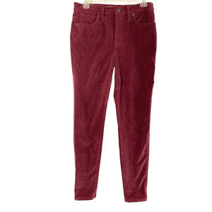 Madewell Velvet Jeans Womens Size 29 Skinny Dark‎ Pink 10" High Rise Pants
